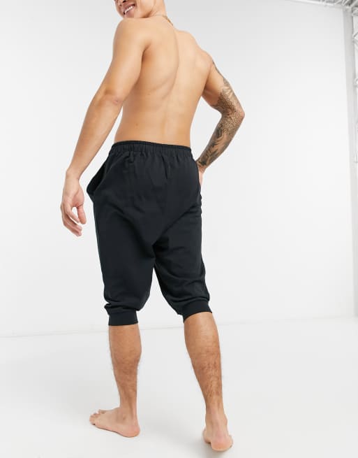 ASOS DESIGN lounge drop crotch jersey shorts in black ASOS