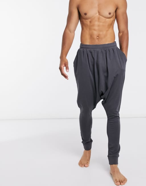 ASOS DESIGN lounge drop crotch jogger in washed black