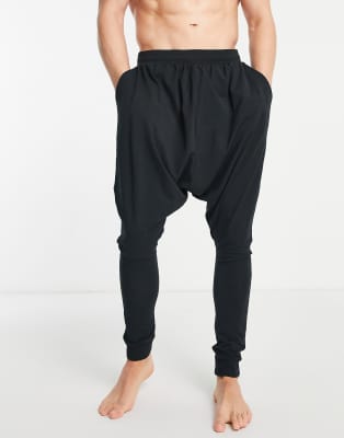 white drop crotch joggers