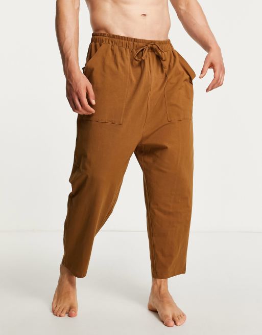 ASOS DESIGN lounge drop crotch joggers in brown ASOS