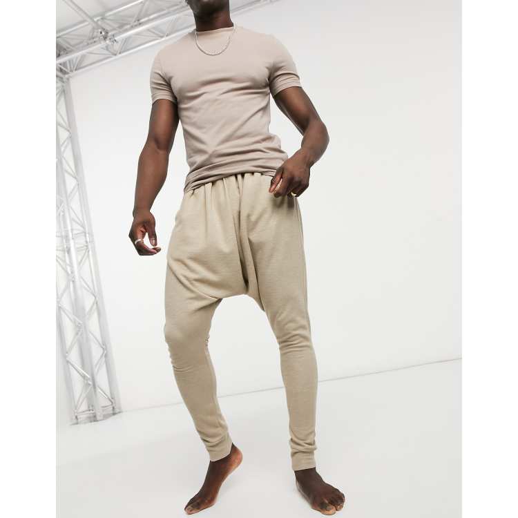 ASOS DESIGN lounge drop crotch pyjama bottoms in beige ASOS