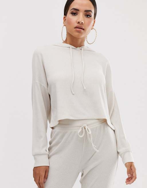 ASOS DESIGN - Felpa da casa morbida a coste con cappuccio e joggers, 2 di 3