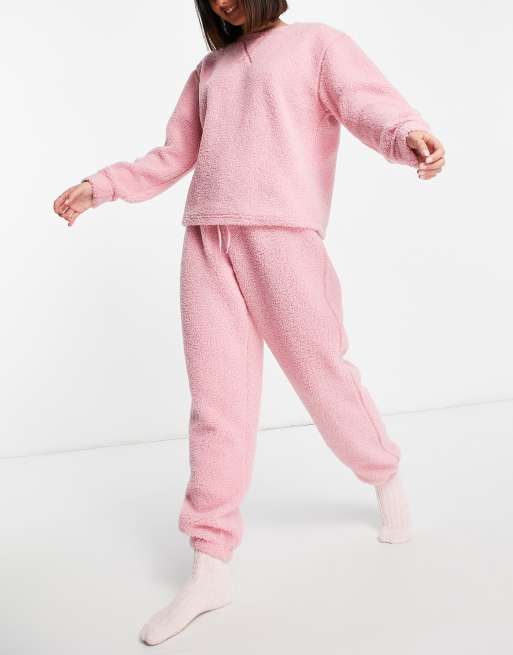 ASOS DESIGN lounge set oversized sweatshirt & sweatpants in pink