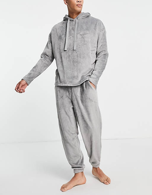 Hoodie & sweatpants pajama set in fleece Asos Men Clothing Loungewear Sweats 