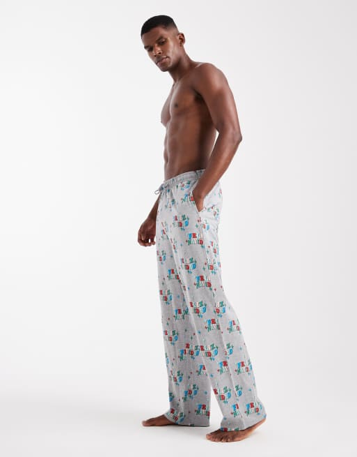 ASOS DESIGN – Lounge-Hose in Grau mit „Feliz Navidad“-Weihnachtsprint, 3 von 4