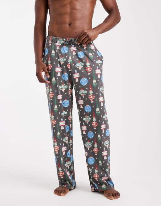 ASOS DESIGN – Lounge-Hose in Schwarz mit Weihnachtskugel-Grafikprint, 2 von 4