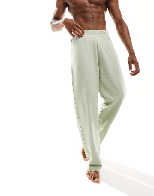 ASOS DESIGN – Lounge-Hose mit Waffelstruktur in Salbeigrün