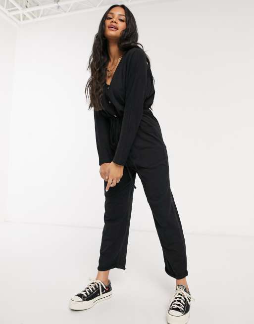 ASOS DESIGN Maternity lounge tie waist jumpsuit in black