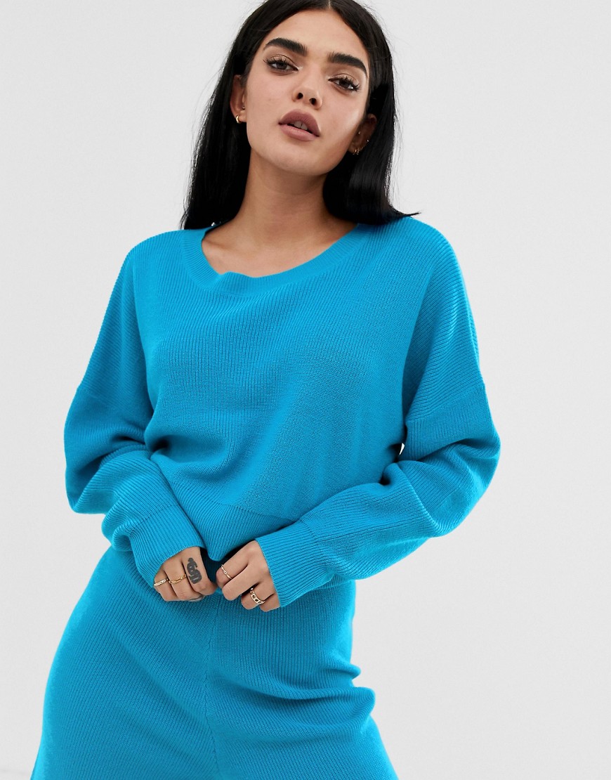 ASOS DESIGN lounge knitted relaxed sweat-Blue