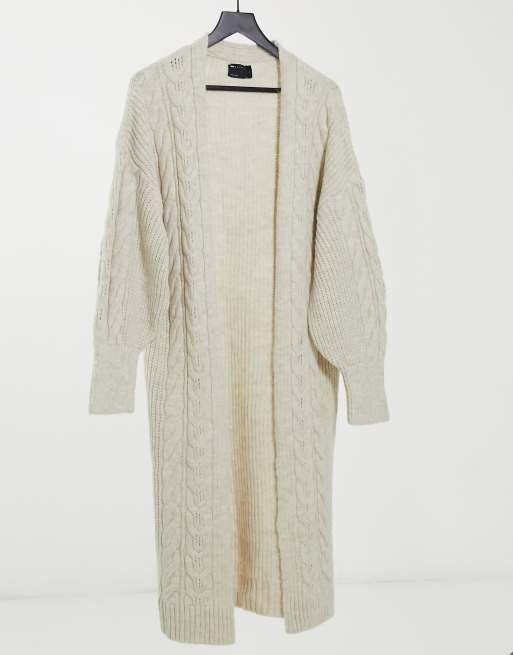 ASOS DESIGN lounge maxi cable knit cardigan in cream