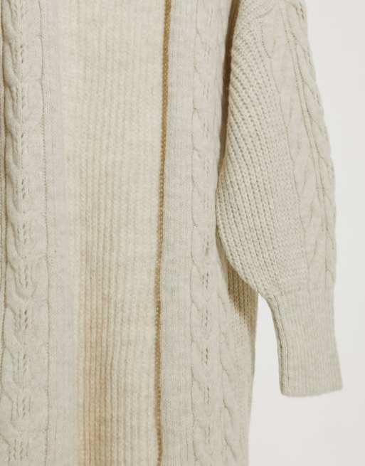 Long cream cable outlet knit cardigan