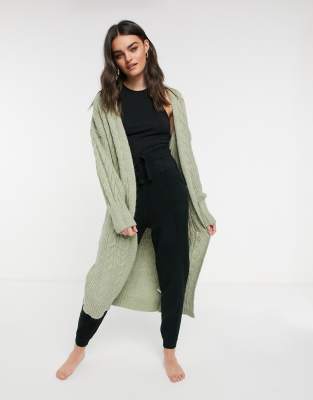 maxi cable knit cardigan