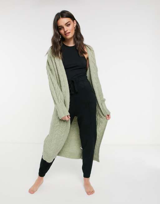 Maxi cable shop knit cardigan