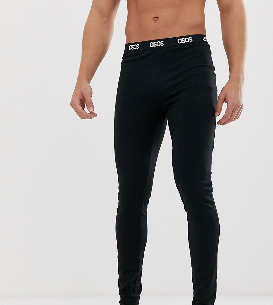 ASOS DESIGN lounge megging in black with branded waistband