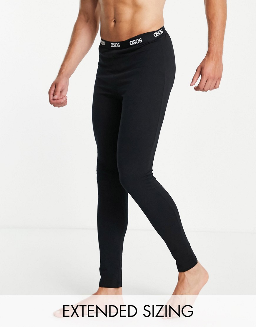 Asos Design Super Skinny Lounge Bottoms In Black With Branded Waistband
