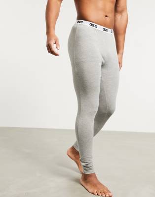 ASOS DESIGN - Freizeit-Meggings in Kalkgrau mit Logobund - Grau
