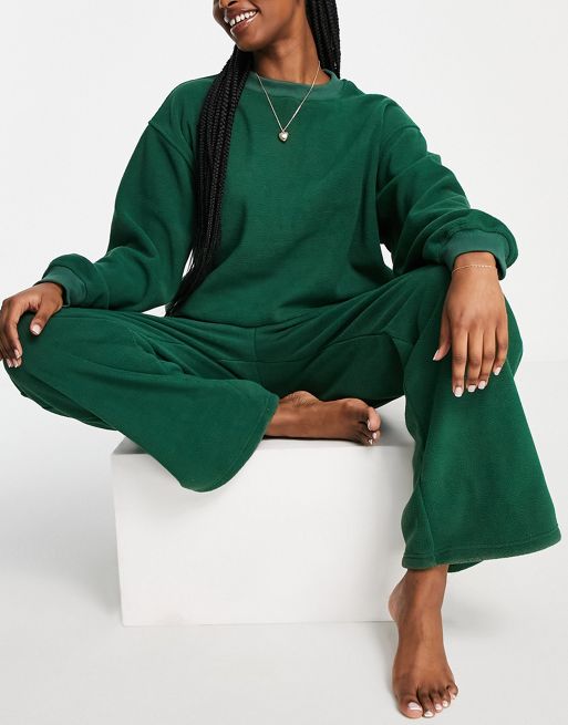  Cotton Fleece Lined Sweatpants Women Straight Leg Casual  Lounge Sweat Pants For Women Green Jade Large
