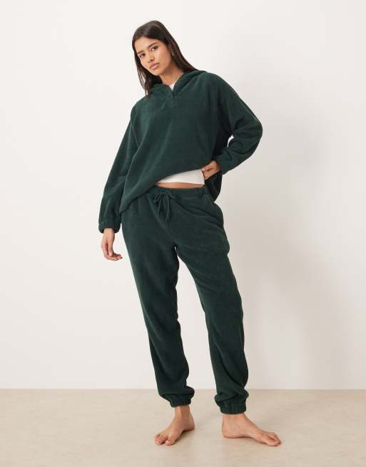 ASOS DESIGN lounge microfleece sweatpants in khaki green