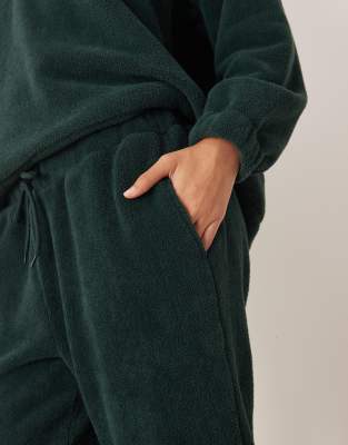 Asos Design Lounge Microfleece Sweatpants In Green