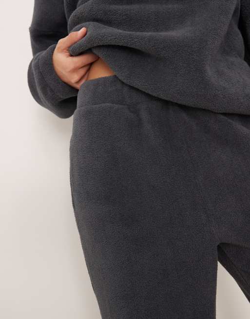 ASOS DESIGN lounge microfleece wide leg pants in charcoal