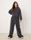 [ASOS DESIGN] ASOS DESIGN lounge microfleece wide leg pants in steel grey XS Steel Grey