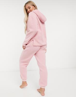 pink joggers and hoodie