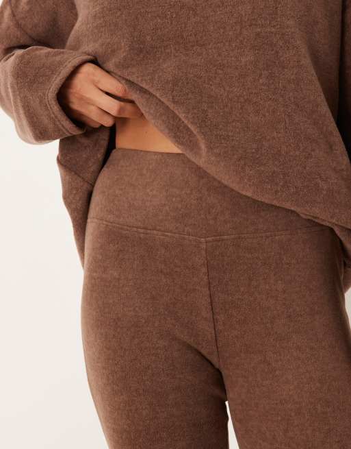 ASOS DESIGN - Lounge - Mix en match - Lichtgewicht fleece legging in chocoladebruin, 3 van 4