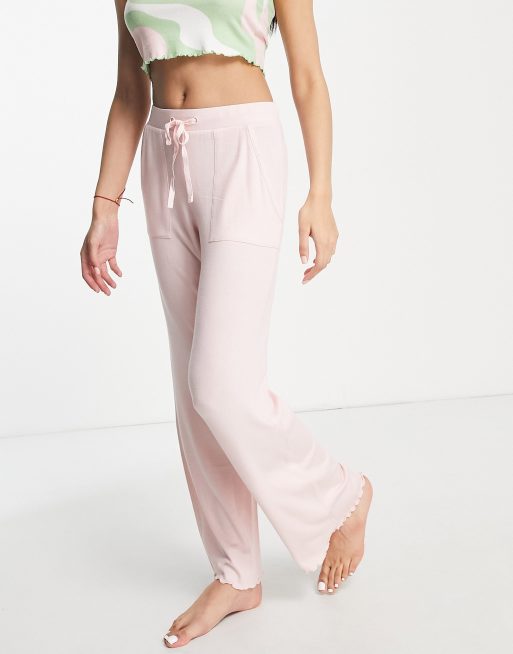 ASOS DESIGN - Lounge - Mix en match - Superzachte broek met geschulpte zoom in roze