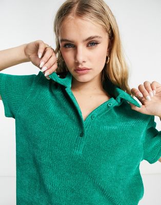 ASOS DESIGN lounge mix & match chenille set in green