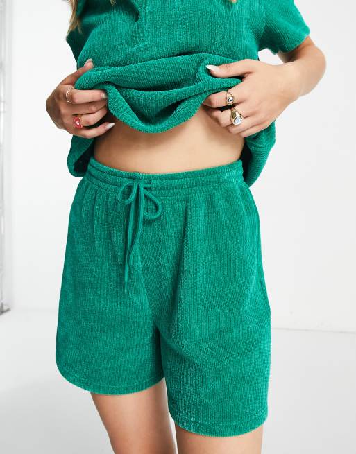 ASOS DESIGN lounge mix match chenille short in green ASOS