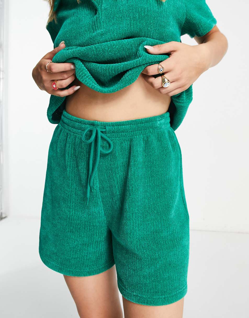 ASOS DESIGN lounge mix & match chenille short in green