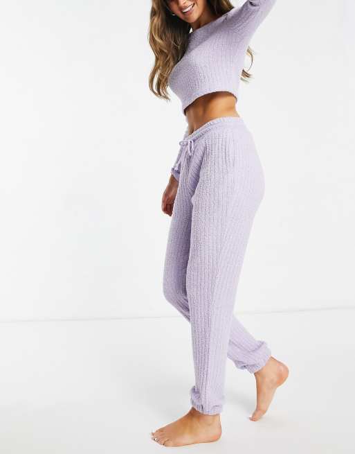 ASOS DESIGN Lounge two-piece fine fluffy knit sweatpants