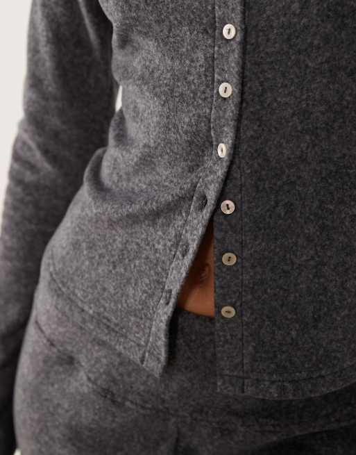 ASOS DESIGN Lounge Mix & Match leichte Fleece-Cardigan mit Knopfleiste in Anthrazit, 4 von 4