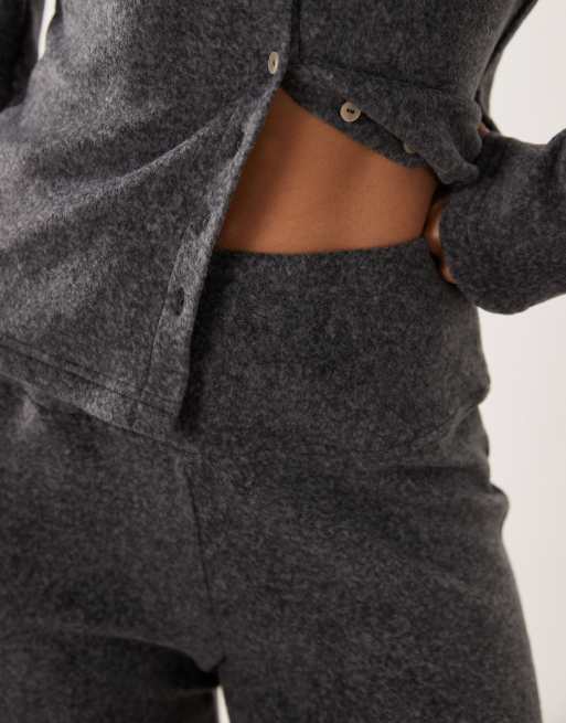 ASOS DESIGN Lounge Mix & Match leichte Fleece-Leggings in Anthrazit, 3 von 4