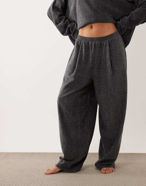 ASOS DESIGN lounge mix & match let fleece ballon-joggingbukser i charcoal - view 1