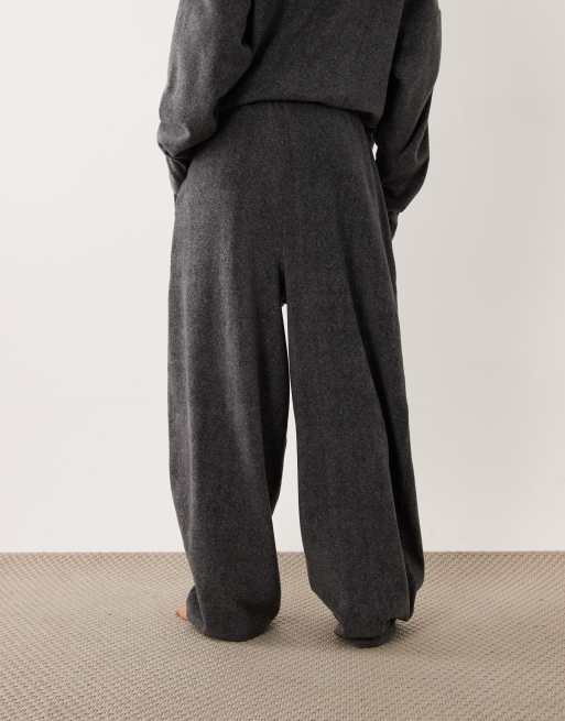 ASOS DESIGN lounge mix & match let fleece ballon-joggingbukser i charcoal, 3 af 4
