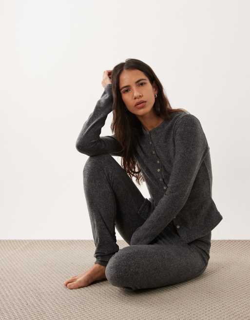 ASOS DESIGN lounge mix & match lightweight fleece in charcoal, 6 of 6