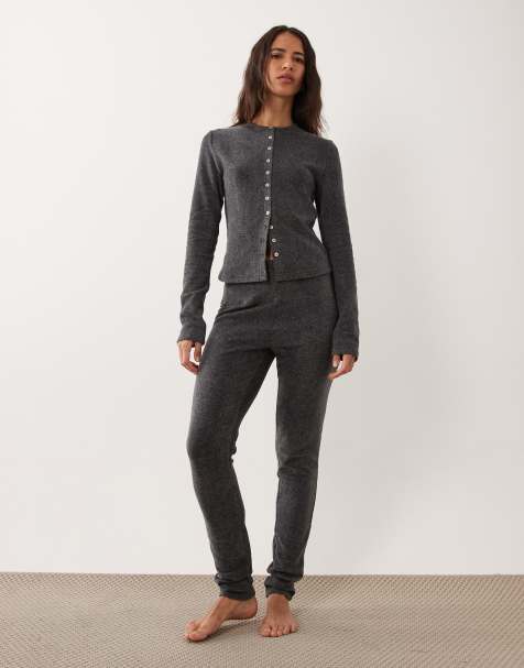 ASOS DESIGN lounge mix & match lightweight fleece in charcoal - view 1