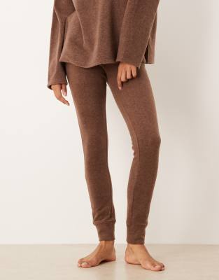 Asos Design Lounge Mix & Match Lightweight Fleece Leggings In Brown