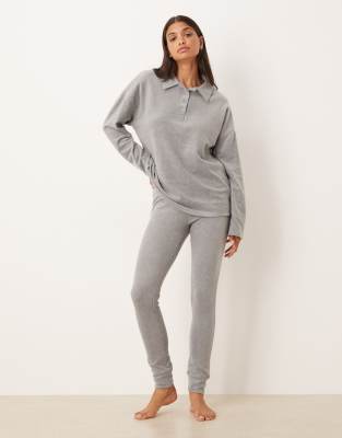Asos Design Lounge Mix & Match Lightweight Fleece Leggings In Gray