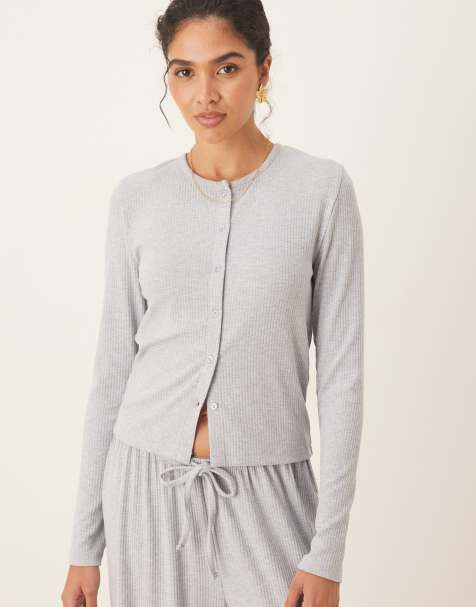 ASOS DESIGN lounge mix & match rib cardigan in grey - view 1
