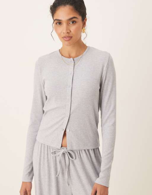 ASOS DESIGN lounge mix & match rib cardigan in grey