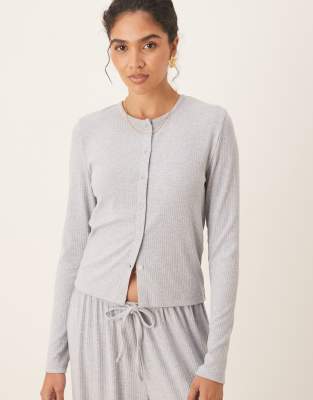 Asos Design Lounge Mix & Match Ribbed Cardigan In Gray