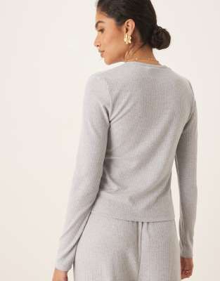 Asos Design Lounge Mix & Match Ribbed Cardigan In Gray