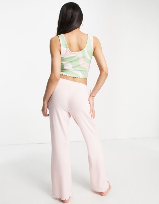 ASOS DESIGN high waisted wide leg pants in marmalade