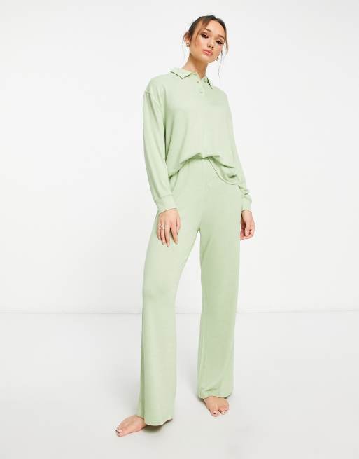 ASOS DESIGN lounge mix match super soft wide leg pants in sage