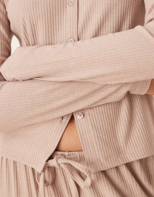 ASOS DESIGN - Lounge - Mix og match - Cremehvid ribstrikket lounge-cardigan, 2 af 4