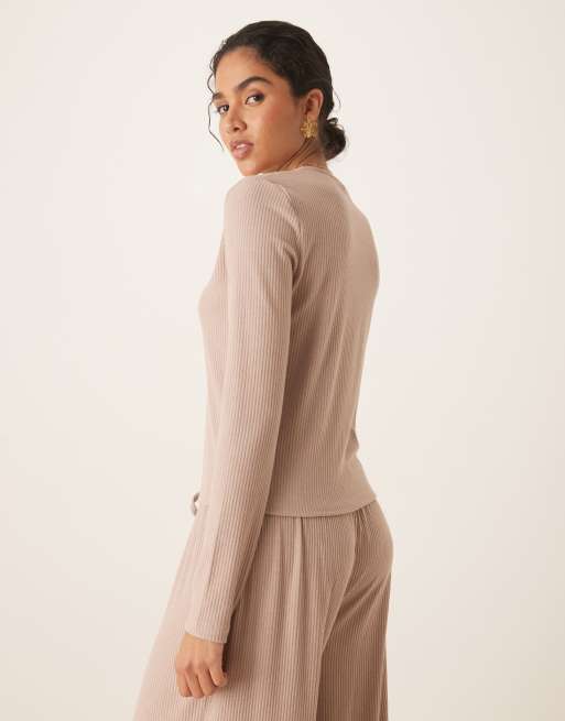 ASOS DESIGN - Lounge - Mix og match - Cremehvid ribstrikket lounge-cardigan, 4 af 4