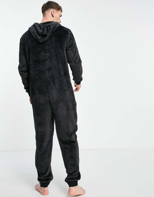 ASOS DESIGN onesie in soft jersey in black