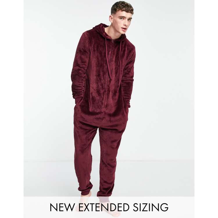 ASOS DESIGN lounge onesie in burgundy fleece ASOS